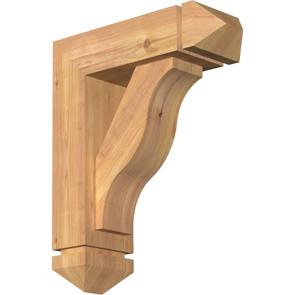 Ekena Millwork Funston Arts and Crafts Smooth Bracket w/ Offset Brace, Western Red Cedar, 5 1/2"W x 16"D x 20"H BKT0604X16X20FST03SWR - main